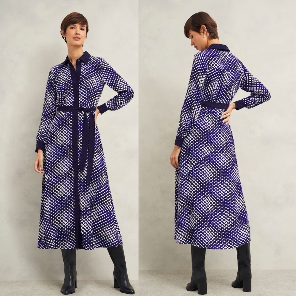 Hobbs Blue Elodie Shirt Dress